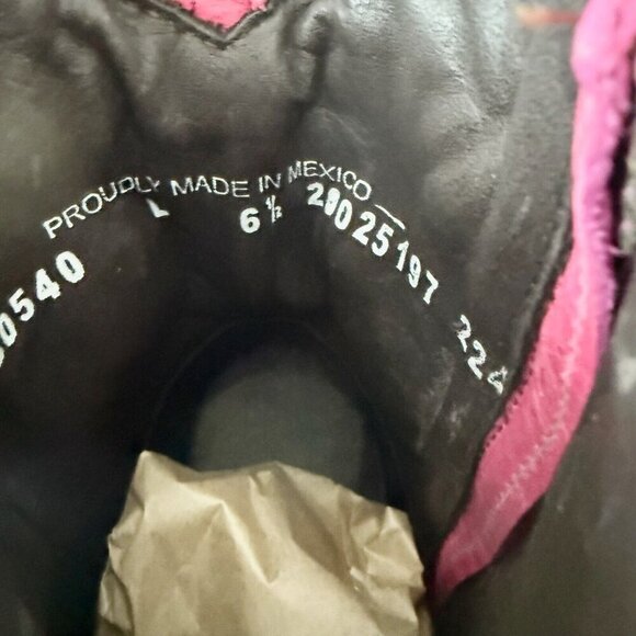 Lane COSSETTE Womens Cowboy Booties 6.5 Western Cowgirl Short Boots Pink Leather - Picture 10 of 12